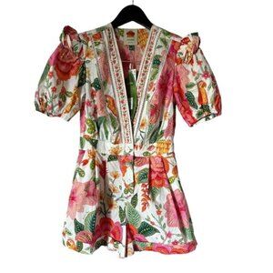 FARM Rio Macaw Bloom Off White Romper Colorful NWT Size Xsmall - Missing Belt